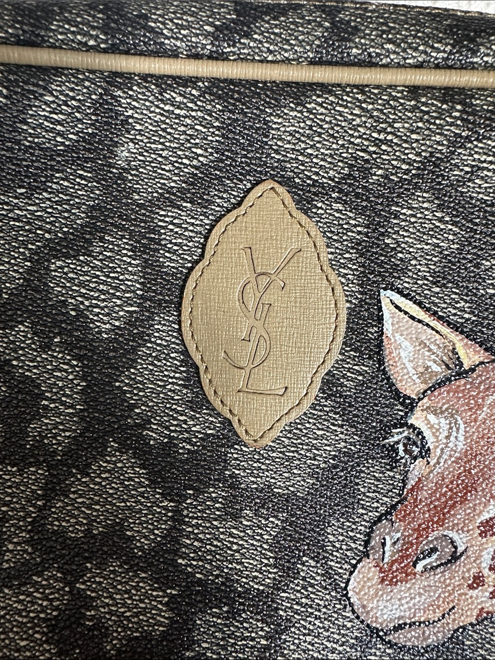 Yves Saint Laurent Hand-Painted Vintage Giraffe Print Clutch Pouch Toiletry Bagπ¦ - Picture 12 of 16
